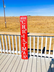 Reversible Merry Christmas / Thanksgiving Front Porch Sign / Tall Front Door / Entryway Double Sided Red Christmas / Brown Thankful sign