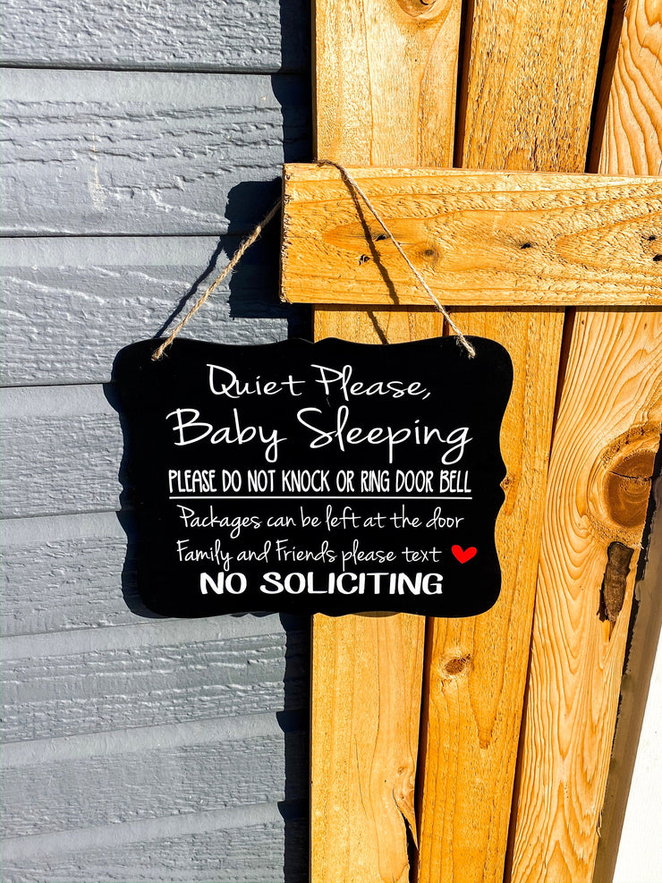Quiet please baby sleeping / Do not ring bell sign / No soliciting sign / Sh baby sleeping sign / Leave packages sign / Don’t knock sign