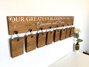 Our Greatest blessings call us sign / Greatest blessings wood sign / Custom grandparent name sign / 8 grandkids picture sign / Grandma sign