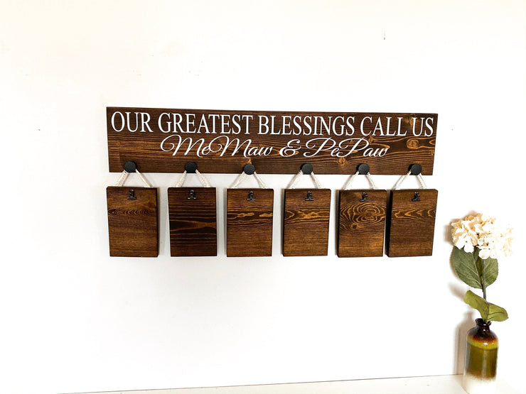 Our greatest blessings / Gift for Grandparents / Mom & Dad gift / Pregnancy announcement / Personalized grandparent name sign