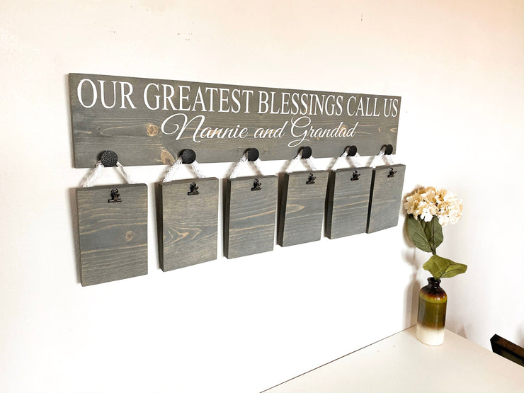 Our greatest blessings / Gift for Grandparents / Mom & Dad gift / Pregnancy announcement / Personalized grandparent name sign