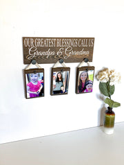 Our greatest blessings sign / 3 grand kids picture sign / Grandparent gift / Gift for Grandma and Grandpa / Custom grandparent wood sign
