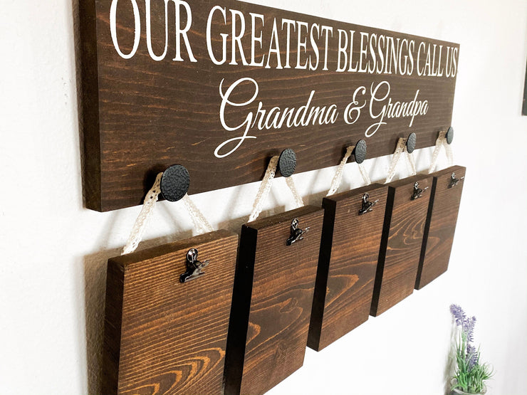 Our greatest blessings call us gift / Gift for Grandparents / Nana and Papa /Grandma and Grandpa / Pregnancy announcement pictures sign