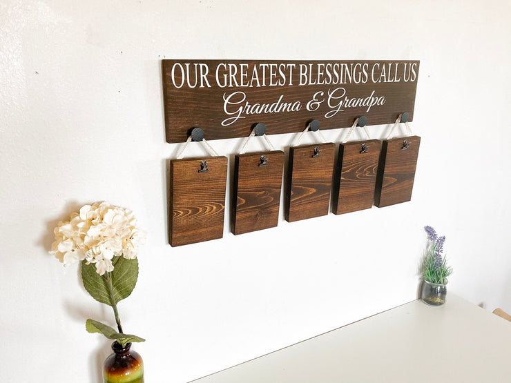 Our greatest blessings call us gift / Gift for Grandparents / Nana and Papa /Grandma and Grandpa / Pregnancy announcement pictures sign