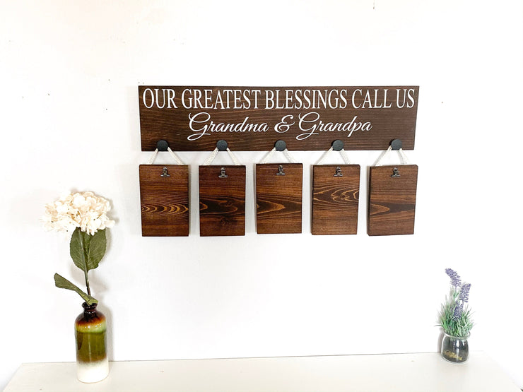 Our greatest blessings call us gift / Gift for Grandparents / Nana and Papa /Grandma and Grandpa / Pregnancy announcement pictures sign