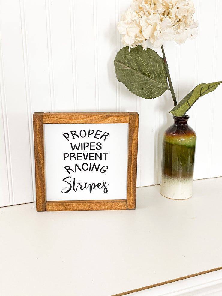 Bathroom framed wood sign/ Proper wipes sign/ Funny farmhouse framed bathroom sign / Farmhouse style wooden sign/ Bathroom sign decor