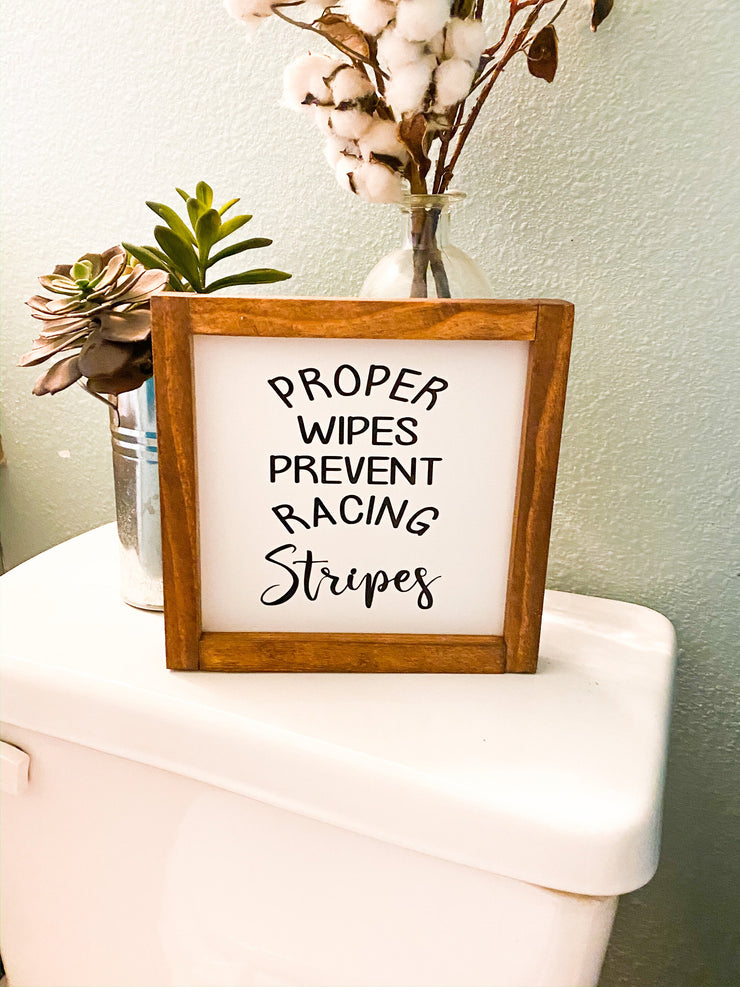 Bathroom framed wood sign/ Proper wipes sign/ Funny farmhouse framed bathroom sign / Farmhouse style wooden sign/ Bathroom sign decor