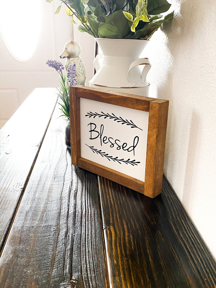 Framed blessed sign / Farmhouse style wooden sign / Blessed home sign / Home sign decor / Blessed wood sign