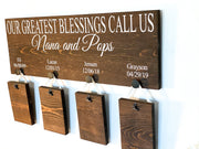 Our greatest blessings call us sign / Personalized Grandparent sign with Grand kid names and birthdays / 4 Grandchildren sign / Custom gift