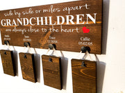 Side by side or miles apart Grandchildren are always close to the heart wooden grandparent custom size with grand children names and bdays