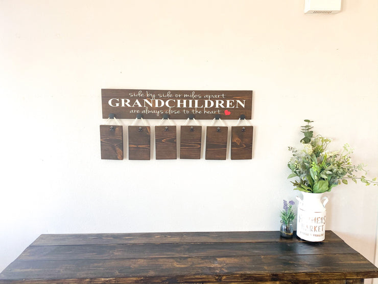 Side by side or miles apart sign / Grandchildren are close to the heart sign / Custom Grandparent gift / Picture sign for Grandparents