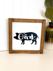 Farmhouse framed wooden cow, pig, chicken set / Moo, Cluck, Oink framed farm set / Wooden kitchen cow, pig, chicken framed signs / Farm sign