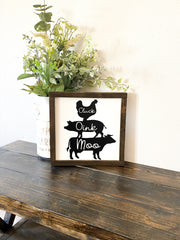 Farmhouse framed wooden cow, pig, chicken sign / Moo, Cluck, Oink framed farm / Wooden kitchen cow, pig, chicken framed signs / Farm sign