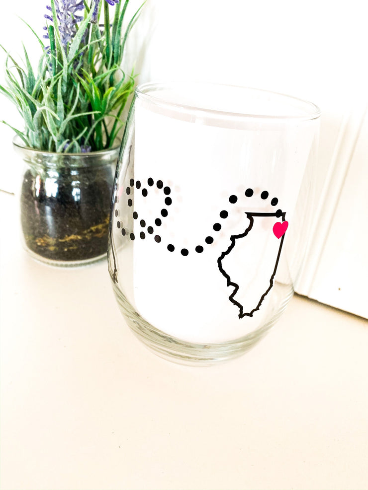 Personalized Best friend states wine glass, custom wine glass you choose two states with coordinating cities, Stem or Stemless wine glass