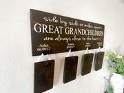 Side by side or miles apart Great Grandchildren are always close to the heart wooden grandparent custom sign with grand children names