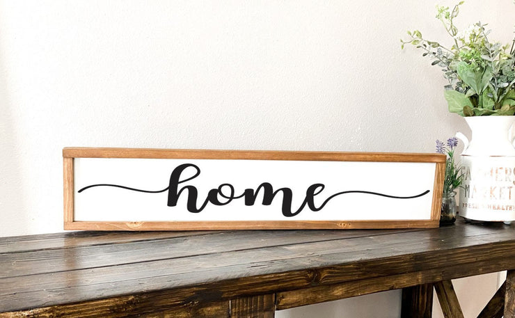 Home framed sign / Farmhouse style sign / Long home decor sign / Decorative swirl home wood sign / Wooden frame sign / Farmhouse home sign