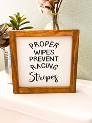 Bathroom framed wood sign/ Proper wipes sign/ Funny farmhouse framed bathroom sign / Farmhouse style wooden sign/ Bathroom sign decor