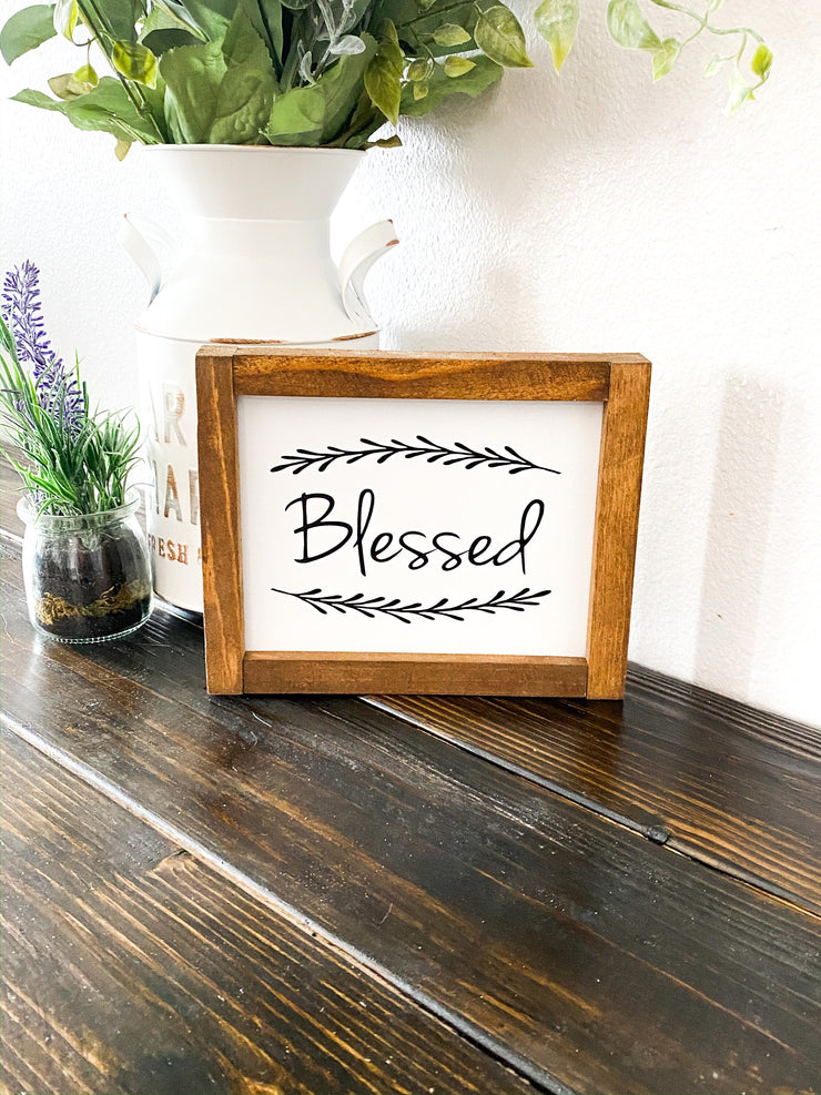 Framed blessed sign / Farmhouse style wooden sign / Blessed home sign / Home sign decor / Blessed wood sign