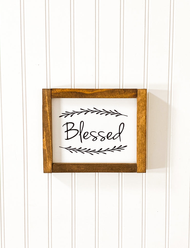 Framed blessed sign / Farmhouse style wooden sign / Blessed home sign / Home sign decor / Blessed wood sign