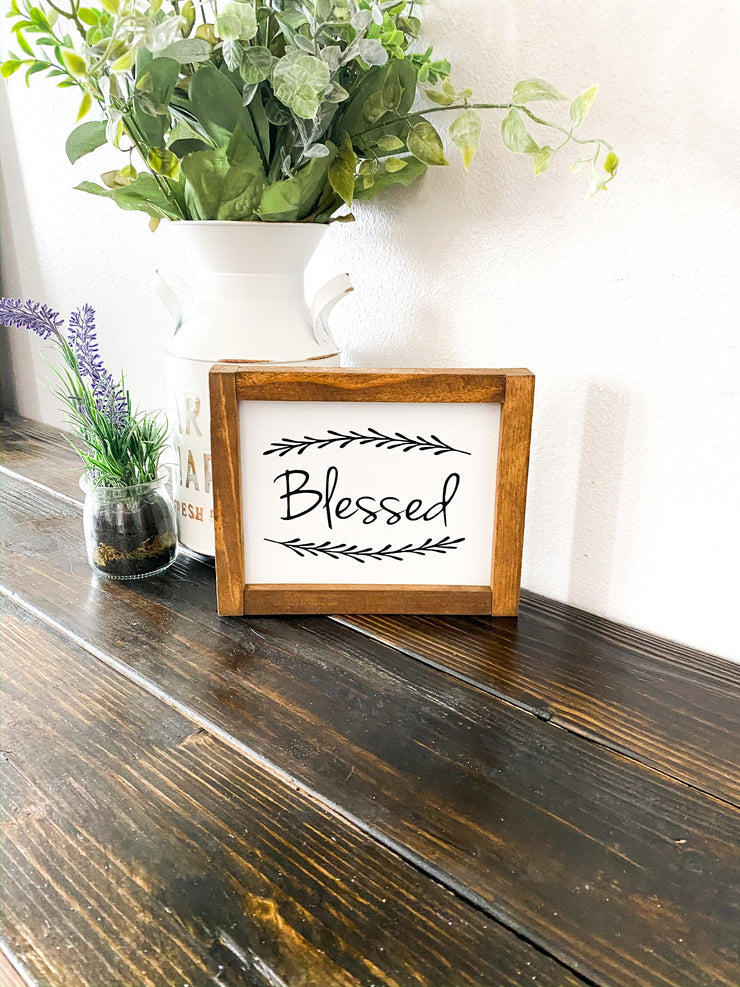 Framed blessed sign / Farmhouse style wooden sign / Blessed home sign / Home sign decor / Blessed wood sign