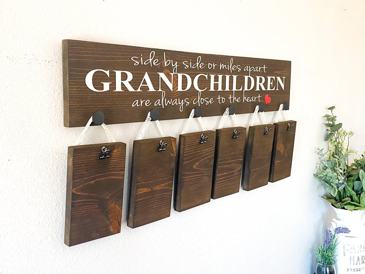 Side by side or miles apart sign / Grandchildren are close to the heart sign / Custom Grandparent gift / Picture sign for Grandparents