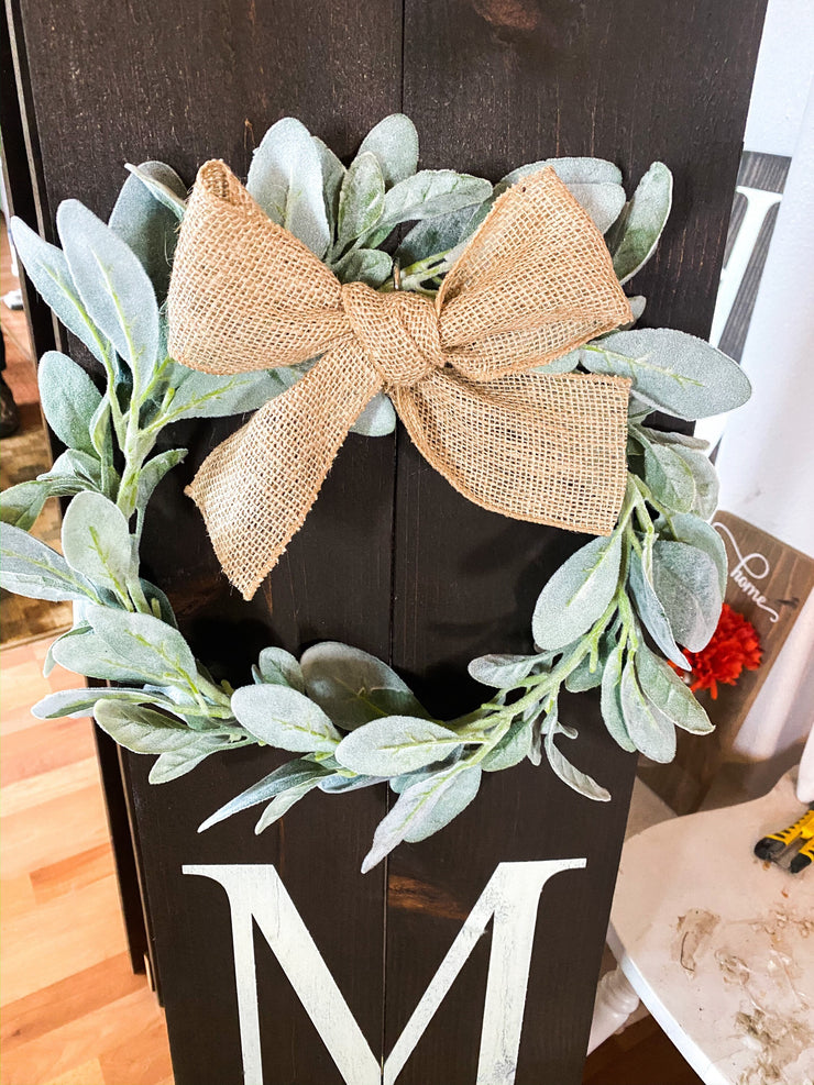 Rustic Welcome to our Home / Wood home door sign / Personalized wooden front door sign / Home sign with wreath / Large home wreath sign