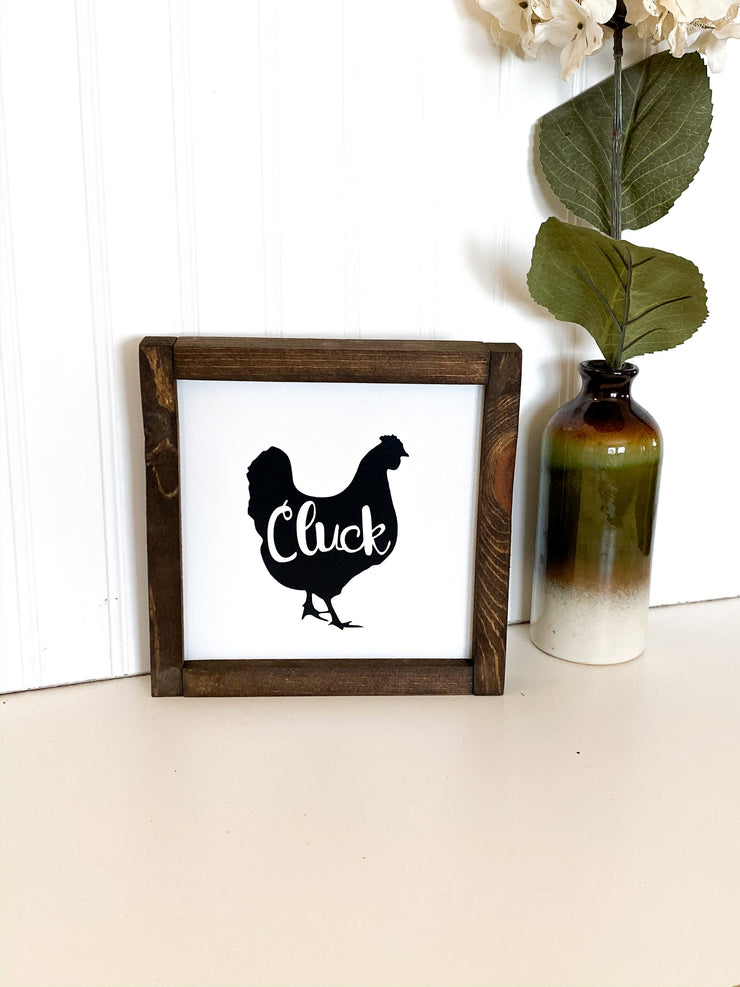 Farmhouse framed wooden cow, pig, chicken set / Moo, Cluck, Oink framed farm set / Wooden kitchen cow, pig, chicken framed signs / Farm sign