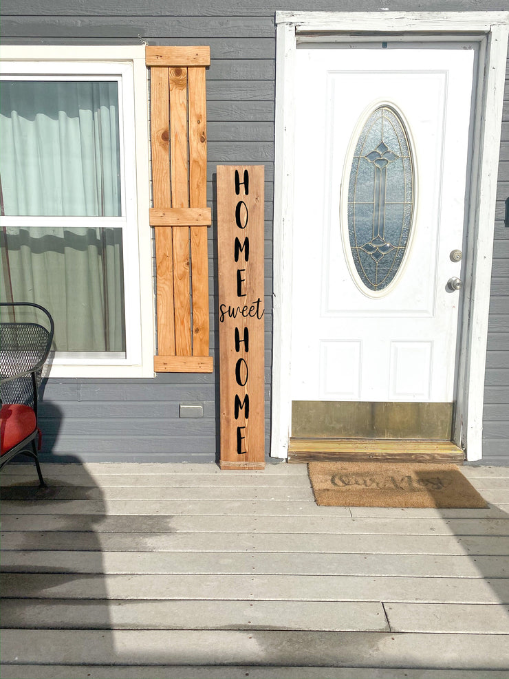Front door Home sweet home sign w/ twine at bottom / Home sweet home door sign / Front door decor / Porch wood sign / Wood home decor sign