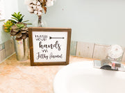 Farmhouse bathroom sign / Wash your hands you filthy animal / Cute/Funny farmhouse framed bathroom sign decor / Doo doo sign / Poop sign