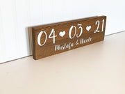 Save the date wood sign with couples names / Small engagement date sign / Personalized wedding date sign / Engagement photo sign / Custom