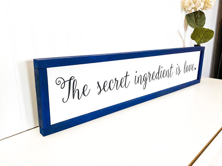 The secret ingredient is love framed sign / Farmhouse style sign / Kitchen wooden home decor sign / Secret ingredient wood sign / Frame sign