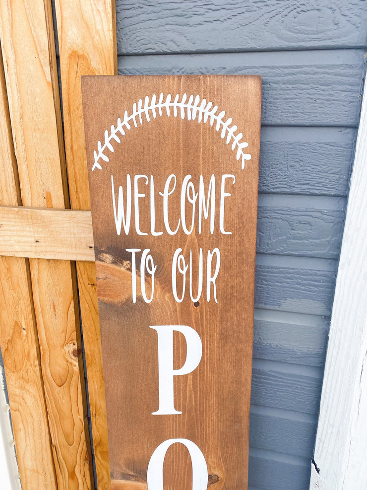 Welcome to our Porch sign w/ twine at bottom / Welcome door sign / Front door decor / Porch wood sign / Wood home decor sign / Welcome sign