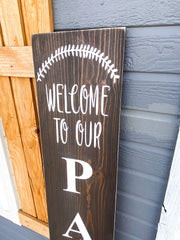 Welcome to our Patio sign / Welcome door sign w/ twine at bottom / Front door decor / Patio wood sign / Wood home decor sign / Welcome sign