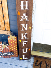 Thanksgiving Front Door Sign / Always Be Thankful Wooden Sign / Fall/ Autumn Wood Porch Sign / Tall Brown Be Thankful Thanksgiving door sign