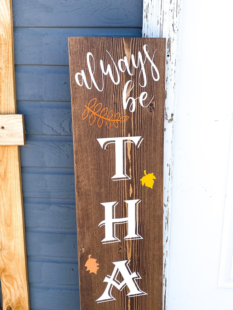 Reversible Merry Christmas / Always Thankful Front Porch Sign / Tall Front Door / Entryway Double Sided Red Christmas / Brown Thankful sign