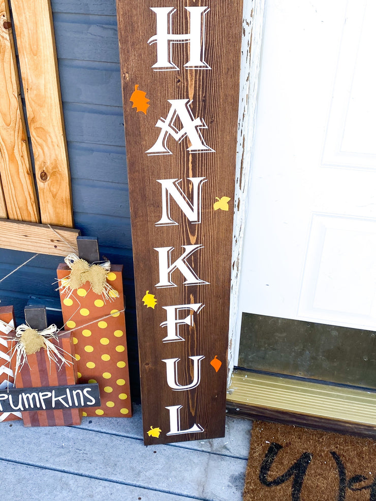 Reversible It's October Witches / Always Thankful Front Porch Sign / Tall Front Door / Entryway Double Sided Fall sign / Brown Thankful