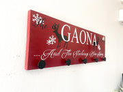 Personalized Christmas stocking hanging wall sign / Stocking holder sign / Last name stocking sign / Deer, snowflake stocking hanger sign