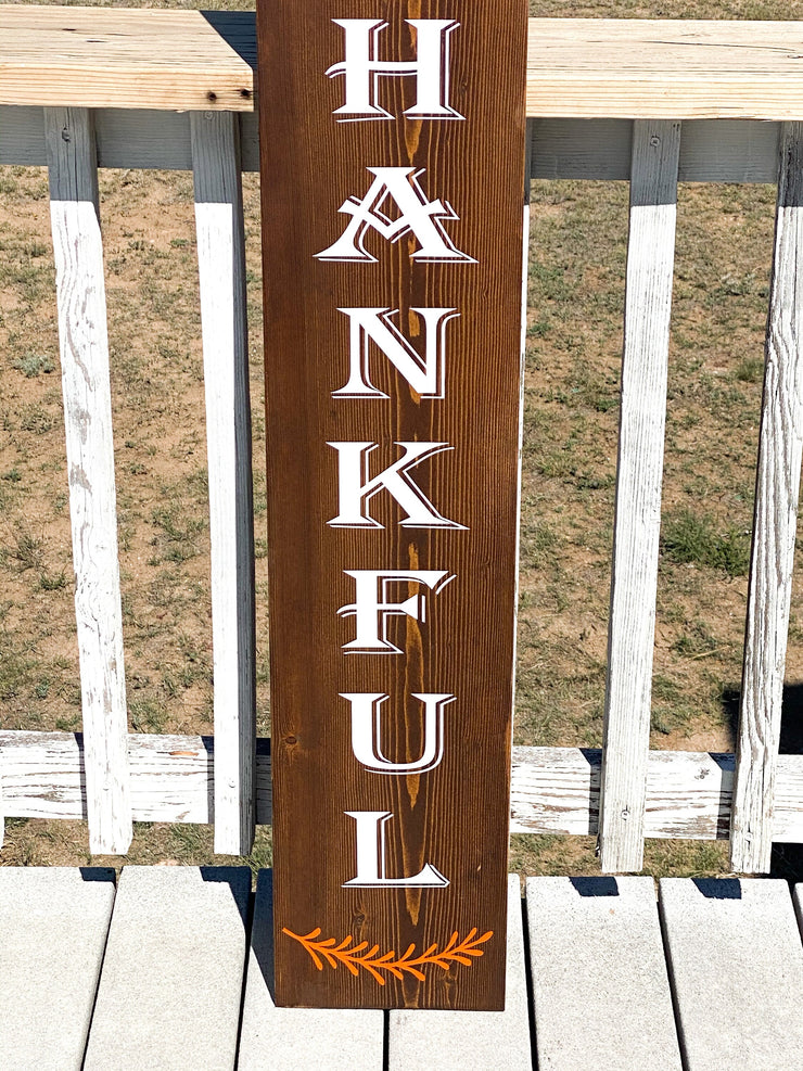 Thanksgiving Front Door Sign / Grateful, Blessed & Thankful Wooden Sign / Fall Wood Sign / Tall Blessed Porch Sign / Autumn  Outdoor sign