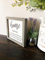 Home noun farmhouse style framed wooden decor sign / Home sign / Housewarming sign / Custom home decor sign / Wooden frame home decor sign
