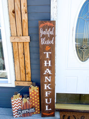 Reversible Merry Christmas / Thanksgiving Front Porch Sign / Tall Front Door / Entryway Double Sided Red Christmas / Brown Thankful sign