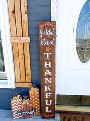 Reversible Merry Christmas / Thanksgiving Front Porch Sign / Tall Front Door /  Entryway Double Sided Red Christmas / Brown Thankful sign