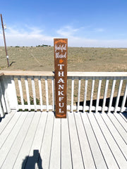 Reversible Merry Christmas / Thanksgiving Front Porch Sign / Tall Front Door /  Entryway Double Sided Red Christmas / Brown Thankful sign