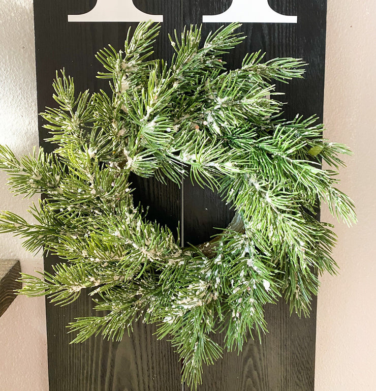12 inch Christmas pine wreath with frosted pine branches. This wreath that goes with the &quot;Welcome to Our&quot; HOME sign made by me.