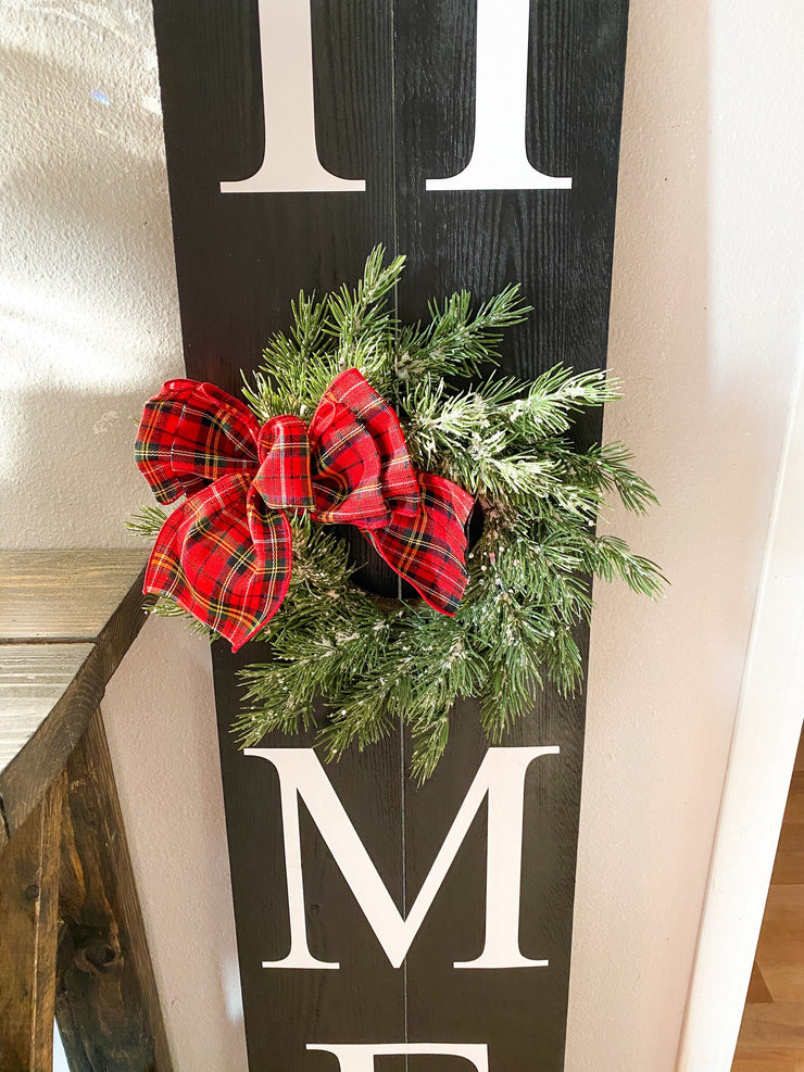 12 inch Christmas pine wreath with frosted pine branches. This wreath that goes with the &quot;Welcome to Our&quot; HOME sign made by me.