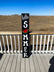 Hello Summer sign with watermelon / Summer door wood sign / Tall Front porch sign / Cute summer door décor / Large summer wooden sign