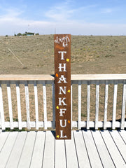 Reversible Merry Christmas / Always Thankful Front Porch Sign / Tall Front Door /  Entryway Double Sided Red Christmas / Brown Thankful sign