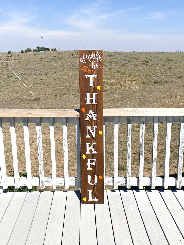 Reversible Merry Christmas / Always Thankful Front Porch Sign / Tall Front Door /  Entryway Double Sided Red Christmas / Brown Thankful sign