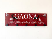 Personalized Christmas stocking hanging wall sign / Stocking holder sign / Last name stocking sign / Deer, snowflake stocking hanger sign