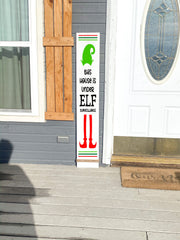 Elf surveillance large front door sign / This house is under Elf Surveillance / Elf sign / Wooden Door Christmas sign / Elf Christmas Sign