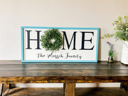 Personalized framed home sign with wreath / Rustic farmhouse wall decor / Last name frame sign / Housewarming gift / Custom home with name